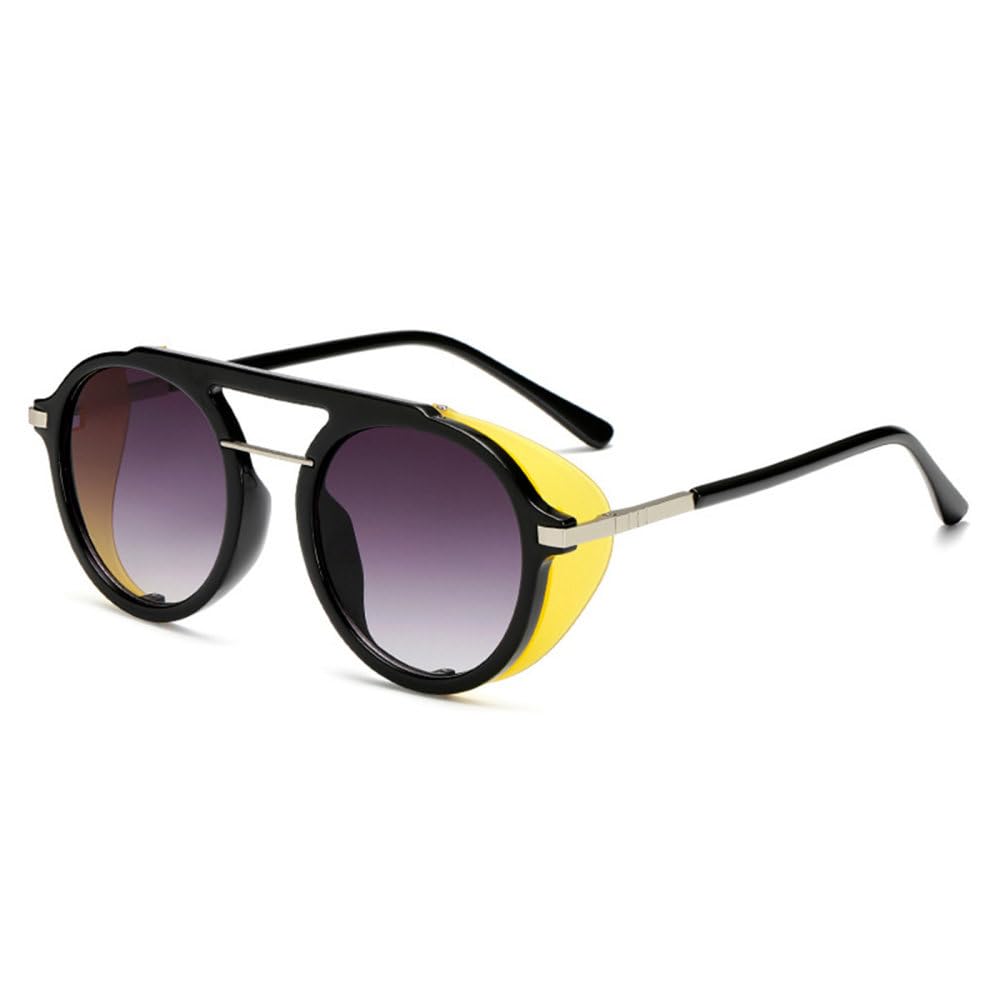 Steampunk Sonnenbrille Herren Damen Mode Runde Sonnenbrille Damen Vintage Punk Brille UV400