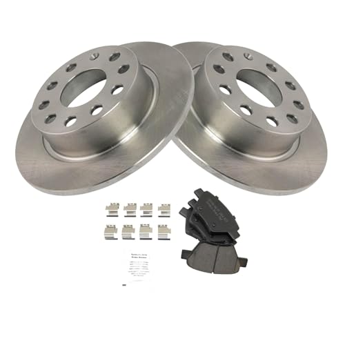 Image of TRQ Rear Brake Pad and Rotor Set Ceramic Compatible with 2013 Beetle 2011-2014 Golf 2012-2014 Jetta