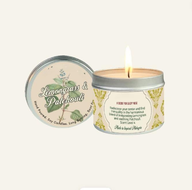 Lemongrass & Patchouli Scented Candle x11, 3.88oz Travel Tin, 100% Soy Wax, Triple Scented, Up to 30 Hours Burning Time, Perfect for Bedtime and Meditation