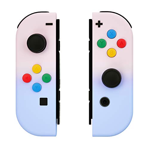 eXtremeRate Coques avec ABXY Boutons de Direction pour Nintendo Switch NS JoyCons Manette Contrôleur,DIY Housse de Remplacement(Pas de Coque de Console)-Dégradé Violet Rose
