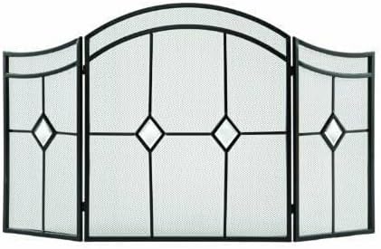 Arched Diamond 3-Panel Fireplace Screen Guard, Decorative Flat Fire Screen for Safety & Style, Fire Place Protection, Elegant Home Décor, Fire Pit Shield