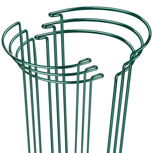 EWPJDK Plant Supports Stakes 6PCS Half Round Metal Garden Stakes Plant Support for Peony Cages and Supports Green Plant Support Ring Border for Outdoor Indoor Plants (10 W x 16 H 6 PCS)