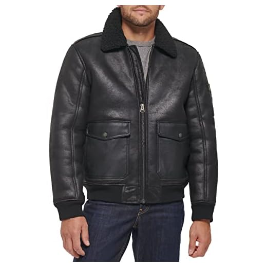 Levi's Jaqueta aviadora masculina de couro sintético com gola forrada de ovelha, Shearling sintético preto, XGG