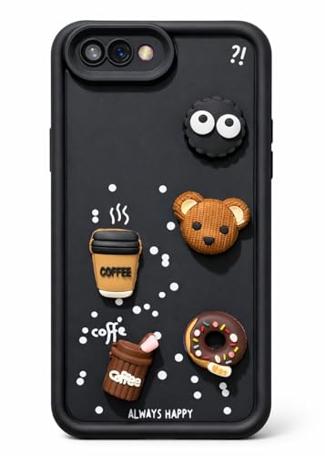 Image of Bintage Case Cute Fun Taddy| 3D Ball Bear| Donut| Coffee Rubber Case Camera Protection Back Cover Compatible for Oppo A3s - Black