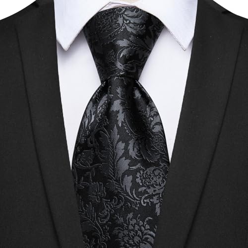 Image of YourTies Striped Ties for Men Classic Woven Silk Necktie with Handkerchief Cufflinks Set Formal Business Party Wedding