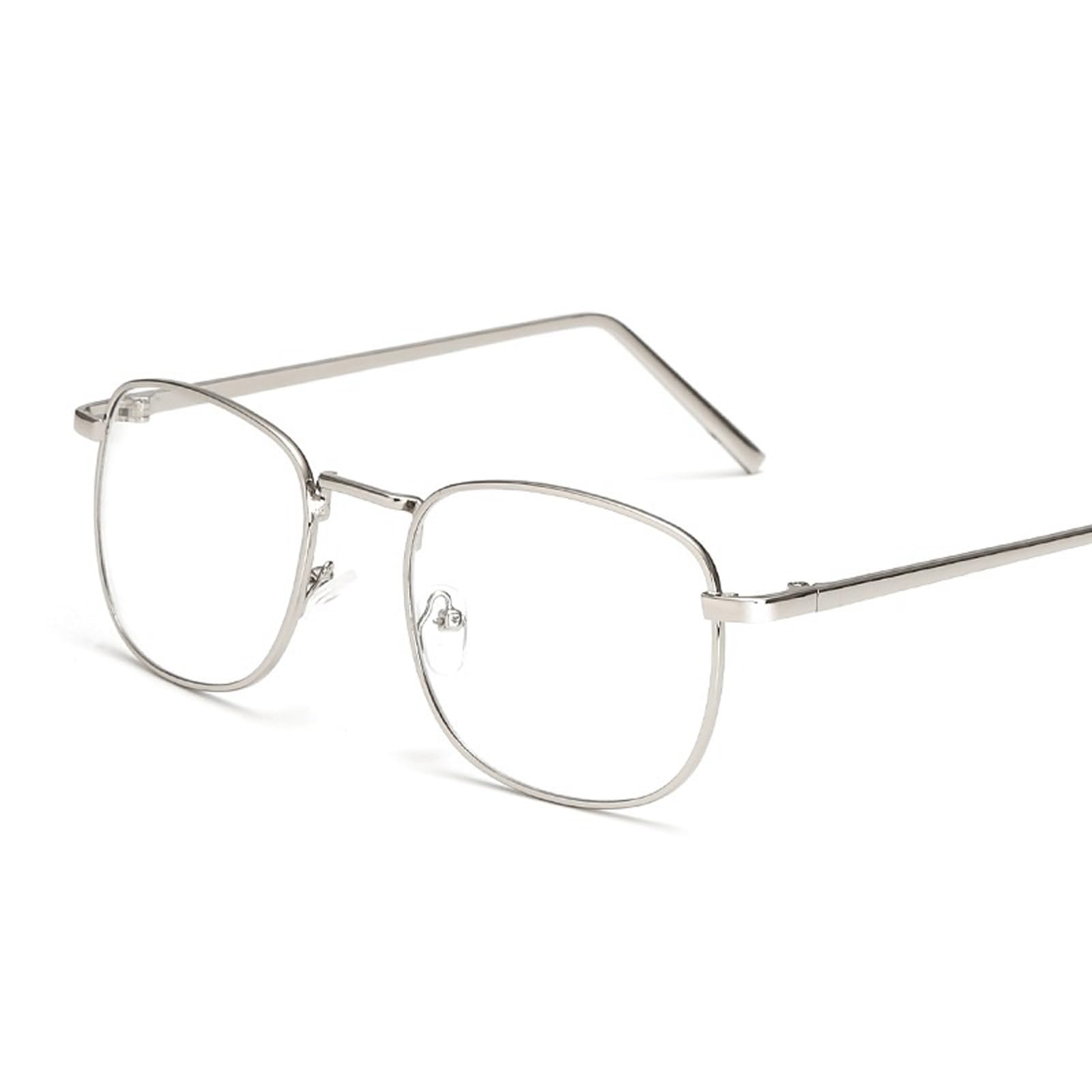 KLJUddGY Unisex Eyewear Frames Square Spectacles for Computer Non Prescription Eyeglasses Reading Glasses Full Rim Glasses Lightweight(Silver)