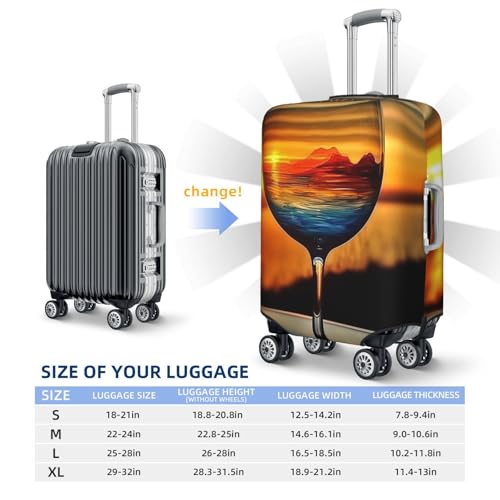 Elastic Travel Luggage Cover for Suitcase Tsa Approved Stretch Scratch-Resistant Suitcase Protector Cover Washable Sunset Wine Glass Baggage Covers Fits 18-32 Inch Luggage Case2