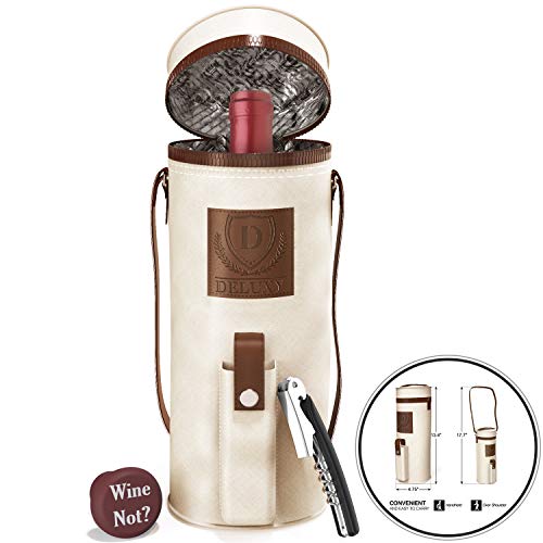 Insulated Wine Bottle Carrier | Wine Tote Bag with Shoulder Strap, Padded Protection
