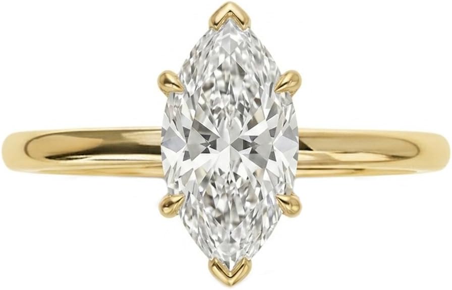 1.0 To 3.0 CT IGI Certified LAB Grown Diamond Ring 10K 14K 18K Solid Gold Solitaire Diamond Engagement Ring for Women D Color, VS1-VS2 Clarity