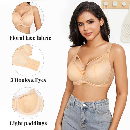 Image of Sexy Lace Bras for Women Plus Size Push Up Bra Full Coverage Underwire Bra