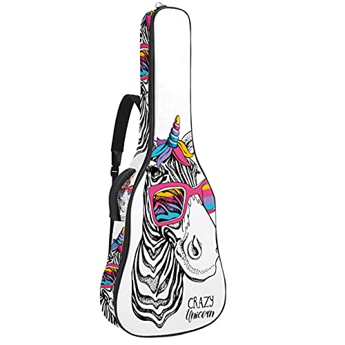 Gitarrentasche kinder Süßes Einhorn Gitarrentasche 40 41 Zoll Gigbag Rucksack Wasserdichte Oxford Gitarre Tasche Gepolsterter Weicher Gitarrenkoffer 109x43x12cm