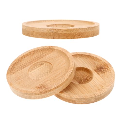 NUOBESTY Set 3 Sottobicchieri Girevoli in Vetro Base in Legno Naturale Sottobicchiere Rotante per Bevande Isolamento Termico per Bar e Riunioni Sociali Compatibile Bicchieri e Tazze di