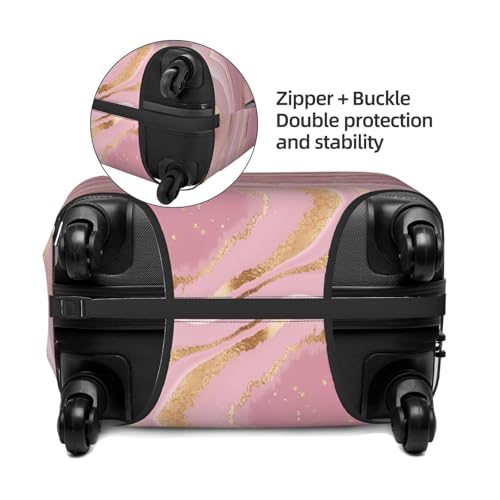Spandex Travel Luggage Cover Printed Art Gold Pink Abstract放大 Double-Sided Suitcase Protector Bag,Dust-Proof Cratch-Resistant Washable Baggage Covers For Kid Adult,Medium4