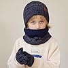 MAZELIKEHOOD 3 Pièces Bonnet Gants Écharpe Garçon Ensemble Chaud Hiver pour Enfants Trico Doux Accessoires Nécessaire Extérieur Sport