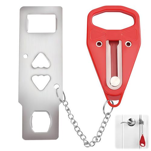 Portable Travel Door Lock for Safety and Privacy, Extra Security Lock for Hotel Apartment Dorm Home, Easy to Install Stainless Steel Security Door Stopper for Traveling Business College Rooms