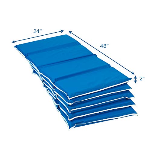 Children's Factory Cf400-053 2" Tough Duty Folding Blue Rest Mats For Toddlers & Kids, 4-Fold Daycare Sleeping Floor Mat, Portable Foam Napping Mat, 5 Pack #TOP1