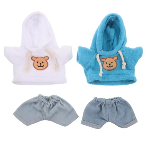 Gatuida 4piezas Conjunto De Ropa para Oso De Peluche con Sudaderas y Pantalones Vaqueros De Algodón Ropa Adorable para Peluches Pequeños para Vestidos y Conjuntos De Muñecas De Peluche