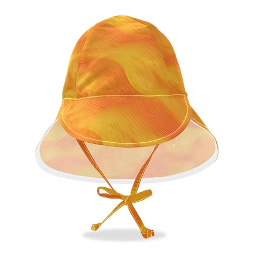 Abstract Glitter Yellow Wave Lines Infant Toddler & Kids Beach Hat Boy Hat Baby Girls UV Protection Large Brim Traveling Swim