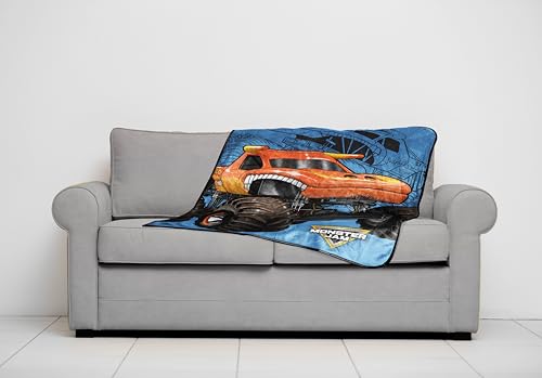 Couverture en peluche Monster Jam bleu pour enfant de 101x127 cm - 4