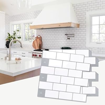 Upgraded, STICKGOO 10-Sheet Peel and Stick Subway Tile Backsplash, 13"x12" Self-Adhesive Kitchen Backsplash Tiles, White