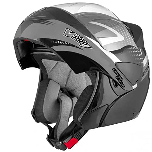 Capacete Moto Pro Tork Escamoteável Preto E Cinza V-pro Jet 58