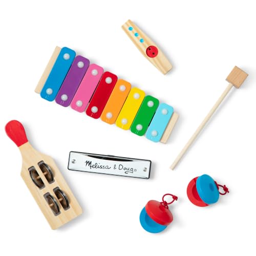 Image of Melissa & Doug Band-in-a-Box Hum! Jangle! Shake! - 7-Piece Musical Instrument Set