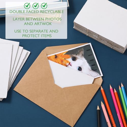 Image of Zonon 50 Pack Corrugated Cardboard Sheets Flat Hard Cardboard Inserts Classroom Supplies Flat Squares Separators for Shipping, Mailing, Packing, Art Projects, DIY Crafts(6X 4 Inch,White)