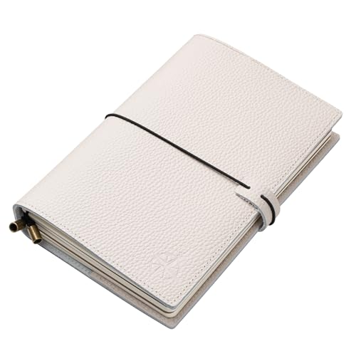 WANDERINGS A5 Travelers Notebook with Pockets, Oat Colour - Genuine Leather Journal, 6