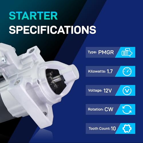 Image of 10910N New Starter for 2014-2016 Chevy Silverado 1500, GMC Sierra 1500 V6 V8 4.3 5.3L 6.2L, 2015-2016 GMC Yukon Cadillac Escalade V8 6.2L 14 15 16 12655055 M000T24072 M0T24072 12694626 10910