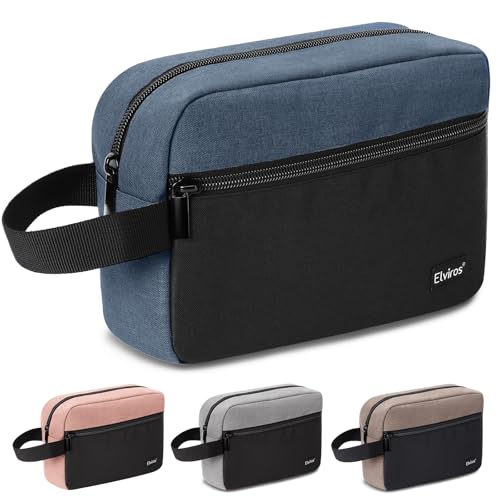 Elviros Travel Toiletry Bag for Men Hanging Toiletries Dopp Kit Small Bathroom Hygiene Tool and Medicine bag for Traveling Essential Shaving Pouch,Gifts for Men(Blue&Black)