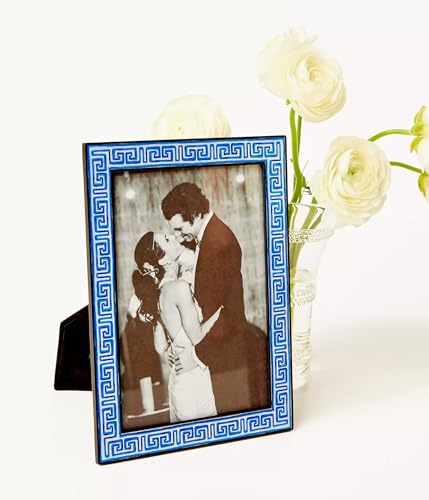Lilly Pulitzer 5x7 Blue Picture Frame, Decorative Photo Frame for Tabletop, Beach Frame with Glass Front, Greek Key Lilly Pulitzer 5x7 Blue Picture Frame, Decorative Photo Frame for Tabletop, Beach Frame with Glass Front, Greek Key