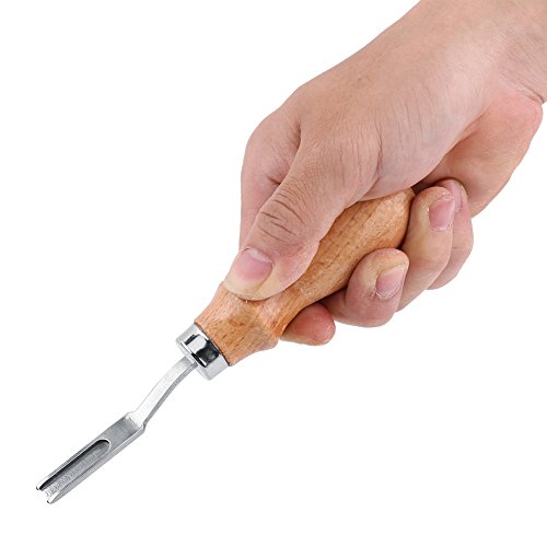 Biselador de borda larga para trabalho em couro com cabo de madeira, ferramenta de corte de couro pa