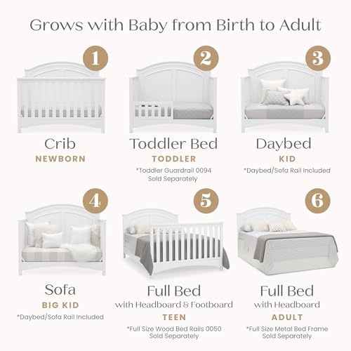 Delta Children Perry 6-in-1 Convertible Crib - Greenguard Gold Certified, Bianca White - Image 5