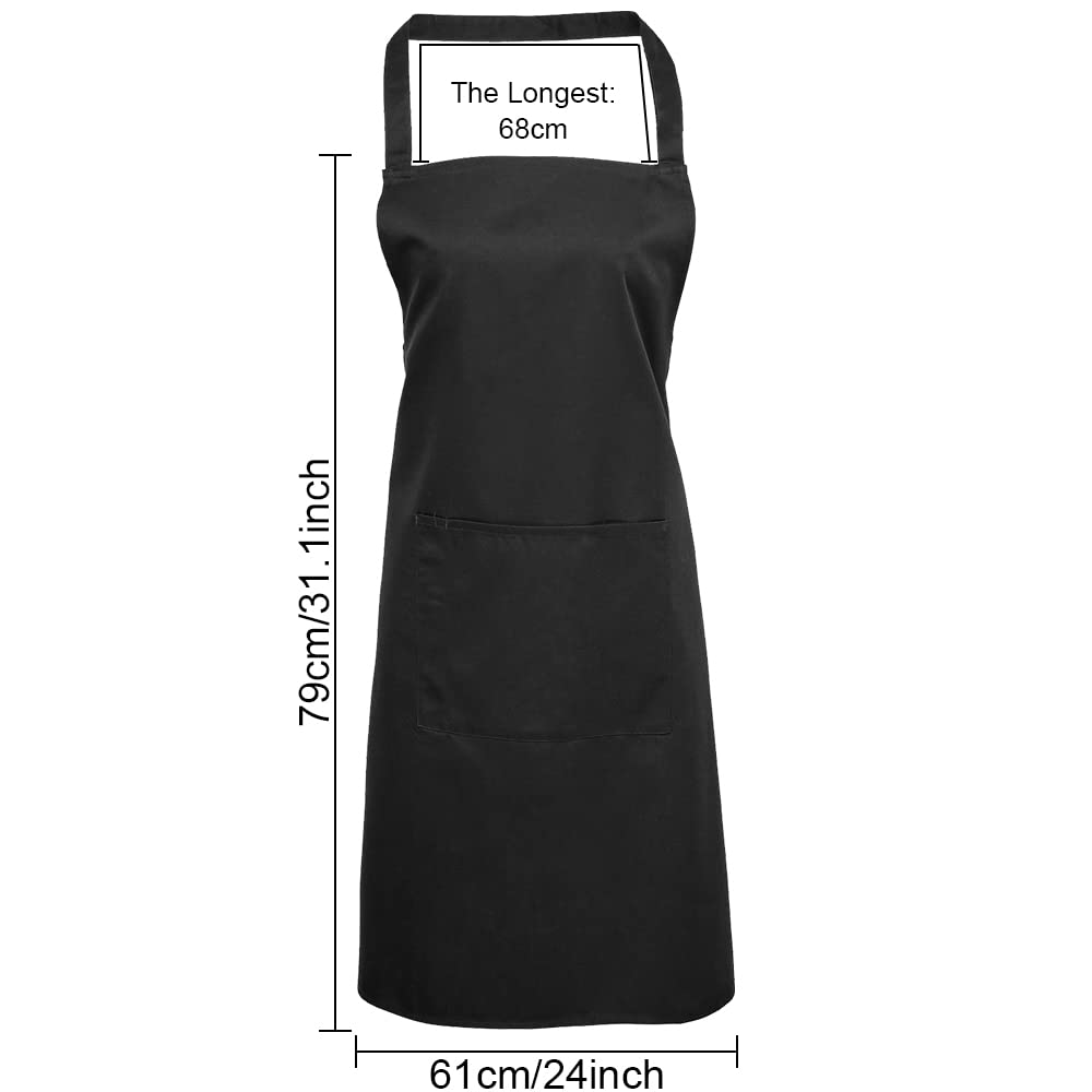 Gvolatee 2 Regulowane Fartuchy z Kieszeniami - Unisex Kuchenny do Kuchni, Restauracji, Kawiarni, Grillowania, Pieczenia (Czarny)