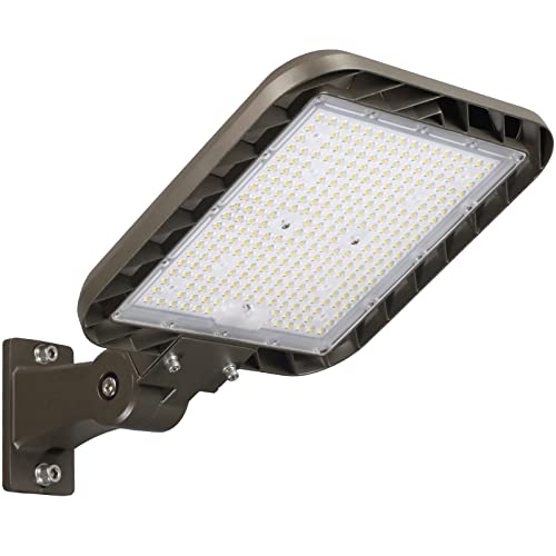 DEMILARE LED Parking Lot Light 200W, 30000LM 5000K Street Light with Dusk Dawn Photocell, Adjustable Arm Mount Shoebox Lights 100-277V, Easy to Install Area Lighting for Yard, Road,ETL Listed