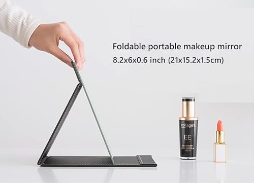 Naysaye Folding Travel Makeup Mirror, Pu Portable Compact Vanity Desk Mirror With Stand, Large (8.5L X 6W) #TOP3