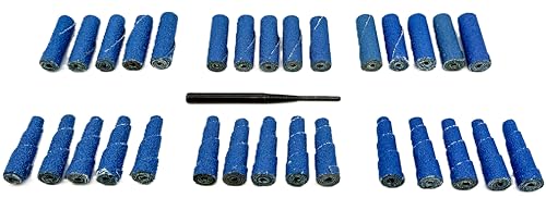 Pro-Graad 31 Piece Zirconia Abrasive Sanding Cartridge Spiral Roll Sander Kit, Mini Cone & Cylinder Kit for Metal, Wood, Stainless, Welds, Engine Porting – Die Grinder & Rotary Tool Accessories