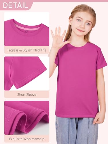 4 Pack Girls Shirts Cotton Short Sleeve T-Shirts Kids Tshirts Toddler Tees — view 3