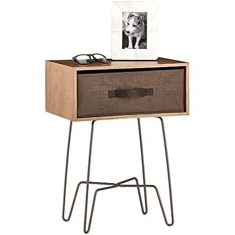 mDesign Mesa Auxiliar Pequeña de Madera y Metal Cover