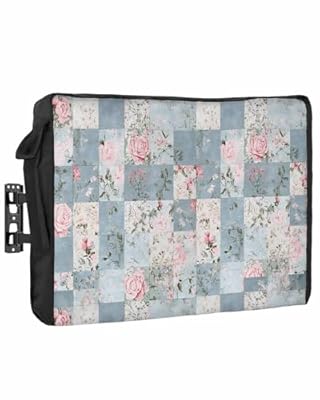 DecorLovee Outdoor TV Cover 80 to 85 Inches Weatherproof & Waterproof, Blue Pink Botanical Outdoor TV Enclosure with Remote Control Pocket, Spring Floral Vintage TV Screen Protectors for Outside TV