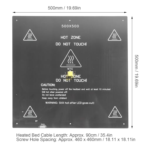 3D-Drucker-Heißbett, 24 V, 350 W, Hochleistungs-Aluminiumlegierung, 500 X 500 Mm, mit Selbstklebender, Schnell Erhitzender Bauoberfläche, 3D-Drucker-Heizbett-P