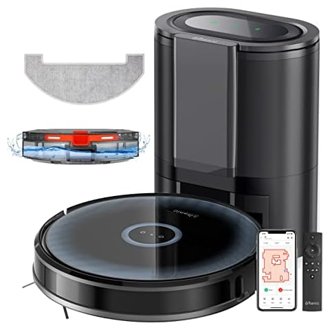 Ultenic D7 Robot Vacuum Cleaner, 3000Pa Powerful Suction, 2 in 1 Vacuum and Mop with Self-emptying Base, App &Remote Control, Compatible with Alexa & Google Assistant, Ideal for Hard Floor and Carpet Cover