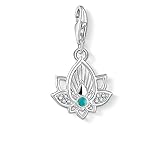 Inklusive Schmuckverpackung THOMAS SABO Damen Charm-Anhänger Lotos Blüte 925er Sterlingsilber 1446-405-14