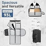 93L Carry on Garment Duffle Bag with Wheels, Folding Convertible Rolling Garment Bag for Travel with Shoes Compartment, Wheeled Waterproof Suit Bag Travel for Men Women - Image 2
