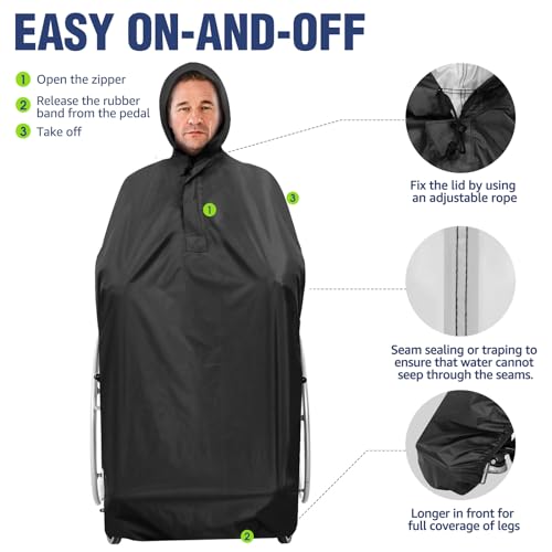 Anyoo Cadeira de Roda Poncho Impermeável com Capuz Reutilizável Capa Poncho Leve perfeito para Adult