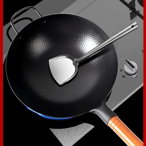 Wok de hierro fundido con tapa de vidrio templado 34 cm miniatura 3