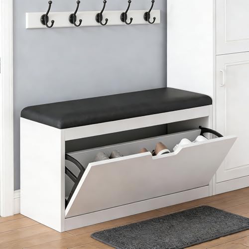 Generisch Meuble à Chaussures Avec Tabouret De Changement De Chaussures, étagère à Chaussures Pliable à Trois Niveaux Et Espace De Rangement Ouvert, Surface Brillante, Convient Pour Les Couloirs Et