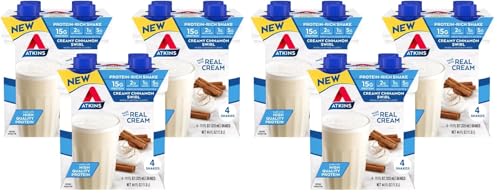 Image of Atkins Creamy Cinnamon Swirl High Protein Shake,15g Protein,Keto-Protein Shake,2g Net Carb,1g Sugar,Low Sugar and Low Carb,Breakfast-Protein Shakes,(Pack of 24)