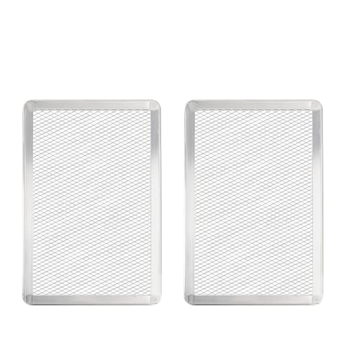 SHANGPEIXUAN Pizza Screen 8 x 12 Inch 2 Pack Rectangular Aluminum Pizza Pan Restaurant-Grade Flatbread Screen Pizza Crisper Pan,Oven-Safe