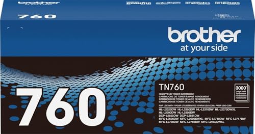 Brother Genuine TN760 High Yield Black Toner Cartridge, (for...